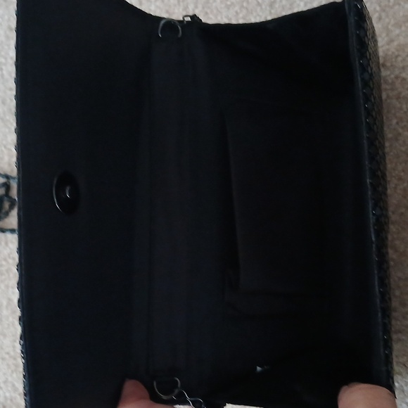 Black Woven Clutch with Chain Strap - Picture 5 of 5